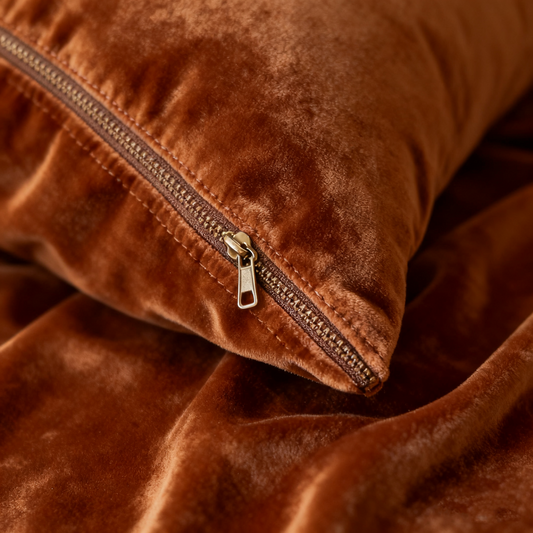 Hand Stitched Velvet Body Pillow Cover (Tobacco)