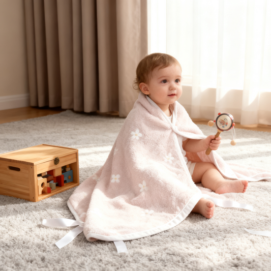 Organic Hooded Toddler Towel (Blush)