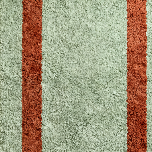 Organic Resort Stripe Tub Mat (Sage with Russet)